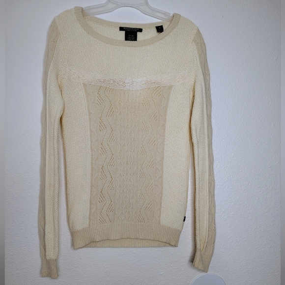 Maison Scotch Cream  Lamb wool/ Angora Blend Knit Jumper Sweater Sz 1 / Small - Picture 1 of 16